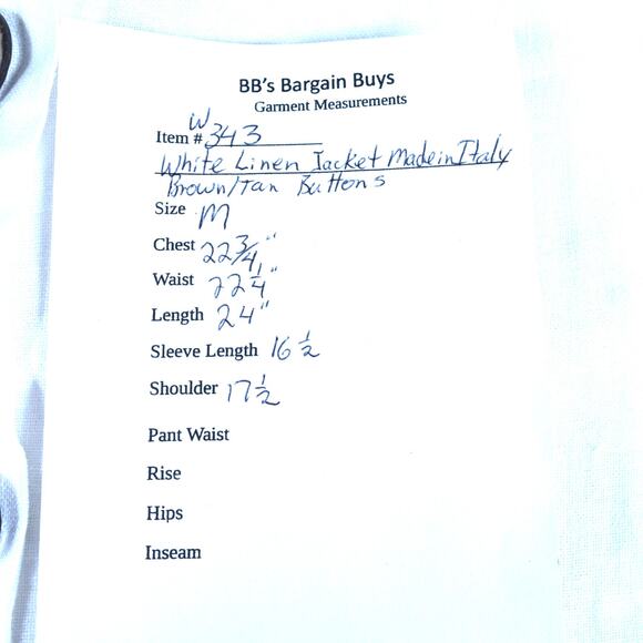 White 100% Linen Oversized Jacket Button up Roll-up Sleeves Made in Italy Sz M - Picture 13 of 13